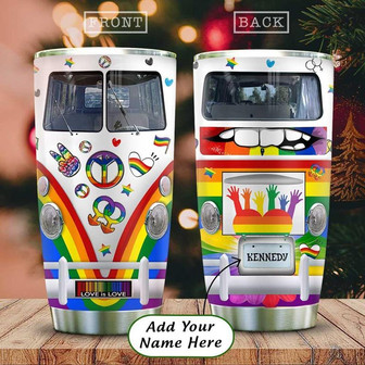 Lgbt Hippie Van Personalized Stainless Steel Tumbler 20Oz - Thegiftio UK