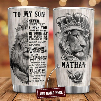 To My Lion Son Personalized Stainless Steel Tumbler 20Oz - Thegiftio