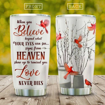 Love Never Die Stainless Steel Tumbler , Cardinal, Heaven Stainless Steel Tumbler 20Oz - Thegiftio UK