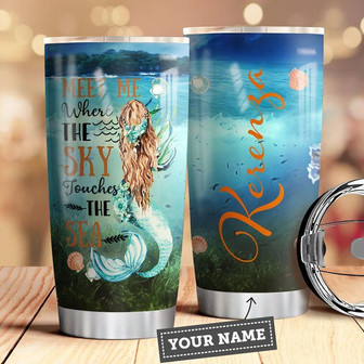 Meet Me Where The Sky Touches The Sea Mermaid Personalized Stainless Steel Tumbler 20Oz - Thegiftio UK