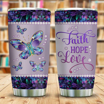 Metal Style Butterfly Faith Hope Love Stainless Steel Tumbler 20Oz - Thegiftio UK