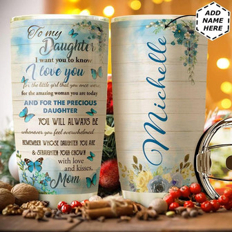 Mom To Daughter Butterfly Personalized Stainless Steel Tumbler 20Oz - Thegiftio UK
