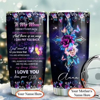 To My Mom Roses Butterfly Personalized Stainless Steel Tumbler 20Oz - Thegiftio UK