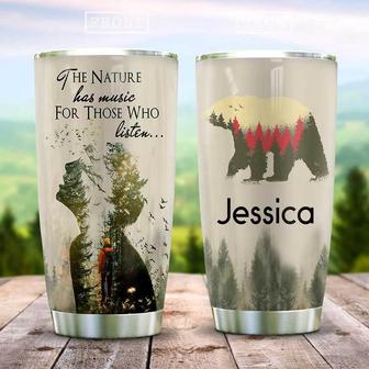 The Nature Has Music Bear Hiking Music Personalized Stainless Steel Tumbler 20Oz - Thegiftio