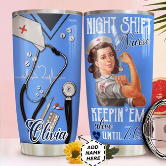 Night Shift Nurse Personalized Stainless Steel Tumbler 20Oz - Thegiftio UK