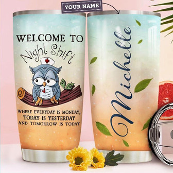 Nightshift Owl Nurse Personalized Stainless Steel Tumbler 20Oz - Thegiftio UK