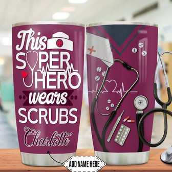 Nurse Scrubs Burgundy Personalized Stainless Steel Tumbler 20Oz - Thegiftio UK