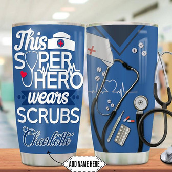 Nurse Scrubs Navy Personalized Stainless Steel Tumbler 20Oz - Thegiftio UK