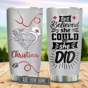 Nurse She Believed Jewelry Style Personalized Stainless Steel Tumbler 20Oz - Thegiftio