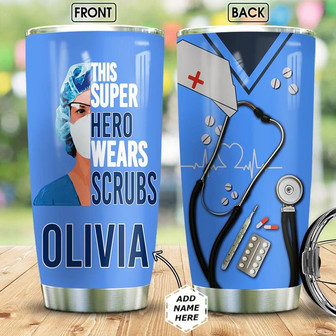 Nurse Typo Scrubs Personalized Stainless Steel Tumbler 20Oz - Thegiftio UK