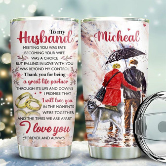 Old Couple Alaskan Malamute Personalized Stainless Steel Tumbler 20Oz - Thegiftio UK