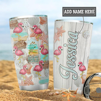 Personalized Beach Flamingo Stainless Steel Tumbler 20Oz - Thegiftio