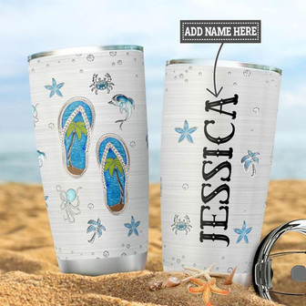 Personalized Beach Flip Flop Stainless Steel Tumbler 20Oz - Thegiftio UK
