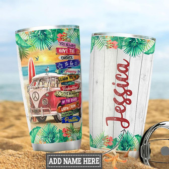 Personalized Beach Hippie Van Stainless Steel Tumbler 20Oz - Thegiftio