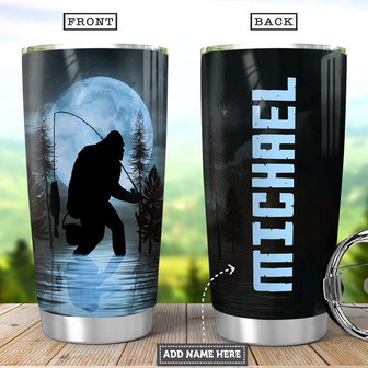 Personalized Big Foot Fishing Stainless Steel Tumbler 20Oz - Thegiftio UK