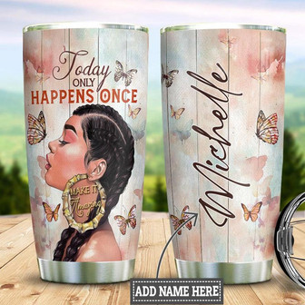 Personalized Black Women Butterfly Stainless Steel Tumbler 20Oz - Thegiftio