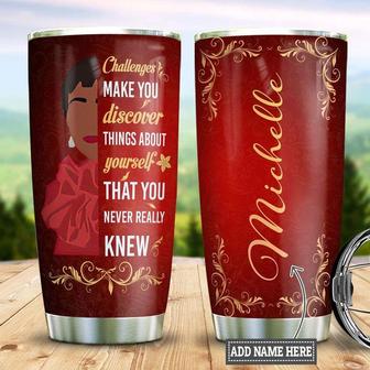 Personalized Black Women Discover Yourself Royal Stainless Steel Tumbler 20Oz - Thegiftio UK