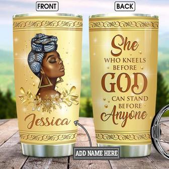 Personalized Black Women Under God Golden Style Stainless Steel Tumbler 20Oz - Thegiftio UK