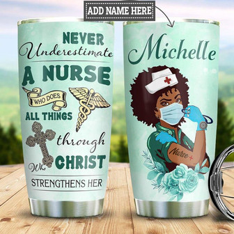 Personalized Black Nurse Faith Stainless Steel Tumbler 20Oz - Thegiftio UK