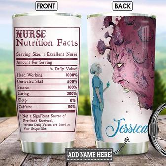 Personalized Brave Nurse Nutrition Facts Stainless Steel Tumbler 20Oz - Thegiftio UK