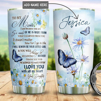 Personalized Butterfly Daisy To My Mom Stainless Steel Tumbler 20Oz - Thegiftio UK