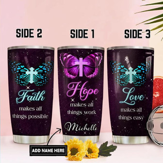Personalized Butterfly Faith Stainless Steel Tumbler 20Oz - Thegiftio UK