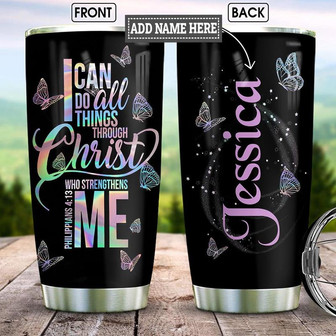 Personalized Butterfly Faith Stainless Steel Tumbler 20Oz - Thegiftio UK