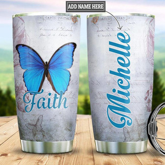Personalized Butterfly Faith Stainless Steel Tumbler 20Oz - Thegiftio UK