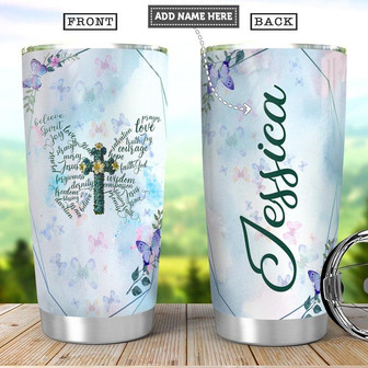 Personalized Butterfly Faith Stainless Steel Tumbler 20Oz - Thegiftio UK