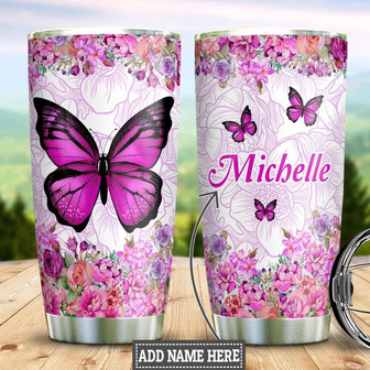 Personalized Butterfly Flowers Stainless Steel Tumbler 20Oz - Thegiftio UK