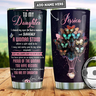 Personalized Butterfly Mom To Daughter Stainless Steel Tumbler 20Oz - Thegiftio UK
