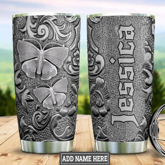 Personalized Butterfly Silver Style Stainless Steel Tumbler 20Oz - Thegiftio UK