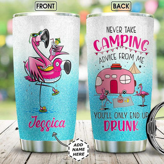 Personalized Camping Drunk Flamingo Stainless Steel Tumbler 20Oz - Thegiftio