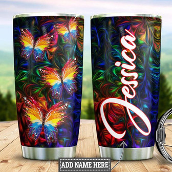 Personalized Colorful Butterfly Stainless Steel Tumbler 20Oz - Thegiftio UK
