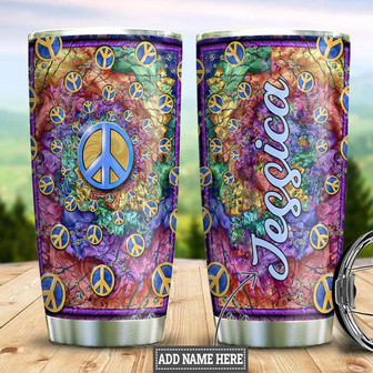 Personalized Colorful Hippie Peace Stainless Steel Tumbler 20Oz - Thegiftio UK