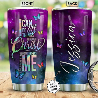 Personalized Faith Butterfly Hologram Stainless Steel Tumbler 20Oz - Thegiftio UK