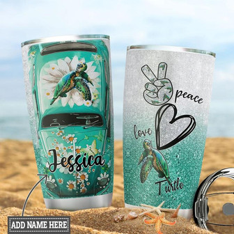 Personalized Hippie Car Turtle Stainless Steel Tumbler 20Oz - Thegiftio UK