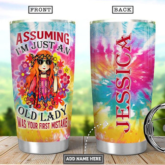 Personalized Hippie Old Lady Stainless Steel Tumbler 20Oz - Thegiftio UK