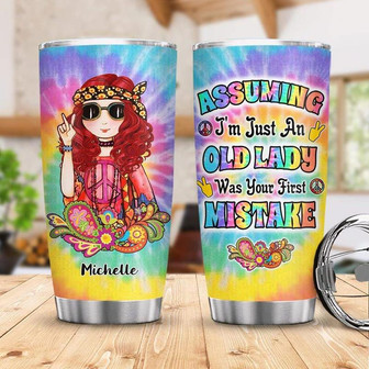 Personalized Hippie Old Lady Stainless Steel Tumbler 20Oz - Thegiftio UK