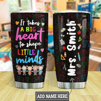 Personalized Kindergarten Teacher Big Heart Stainless Steel Tumbler 20Oz - Thegiftio UK