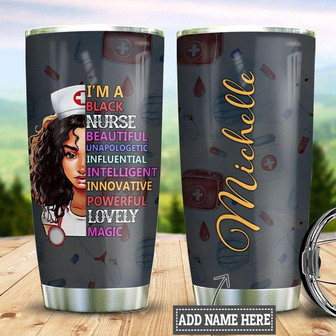 Personalized Nurse Black Women Stainless Steel Tumbler 20Oz - Thegiftio