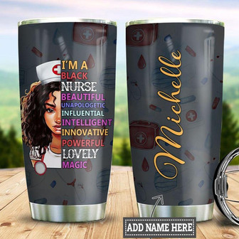 Personalized Nurse Black Women Stainless Steel Tumbler 20Oz - Thegiftio UK