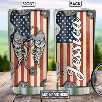 Personalized Nurse Wings Metal Style Stainless Steel Tumbler 20Oz - Thegiftio UK