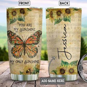 Personalized Orange Butterfly Sunshine Stainless Steel Tumbler 20Oz - Thegiftio UK
