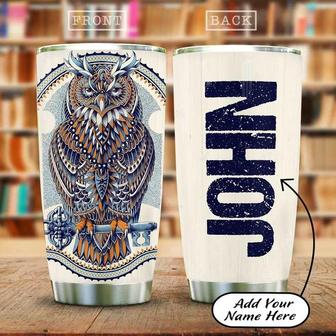 Personalized Owl And Key Stainless Steel Tumbler, Custom Owl Lovers Stainless Steel Tumbler 20Oz - Thegiftio UK