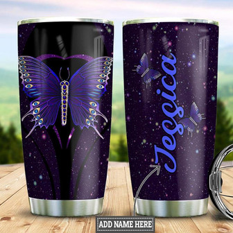 Personalized Purple Butterfly Stainless Steel Tumbler 20Oz - Thegiftio UK
