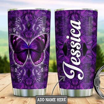 Personalized Purple Butterfly Stainless Steel Tumbler 20Oz - Thegiftio UK