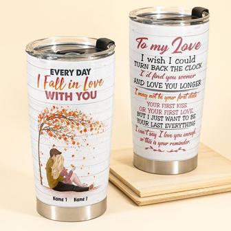 Personalized Stainless Steel Tumbler – Everyday I Fall In Love With You – Personalized Tumbler – Gift For Boyfriends, Girlfriends – Couple 20Oz - Thegiftio UK