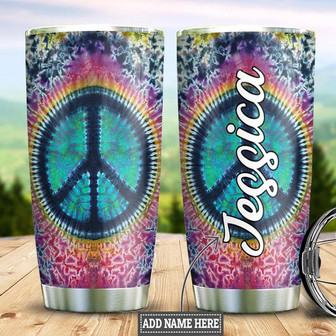 Personalized Tie Dye Hippie Peace Stainless Steel Tumbler 20Oz - Thegiftio UK