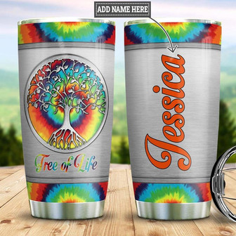 Personalized Tree Of Life Hippie Metal Style Stainless Steel Tumbler 20Oz - Thegiftio